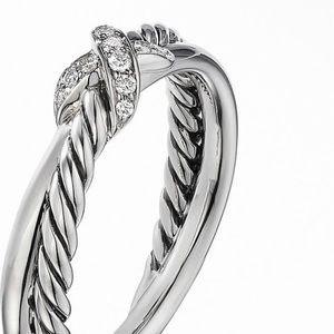 David Yurman Petite X Ring with Pavé Diamonds Sz 6